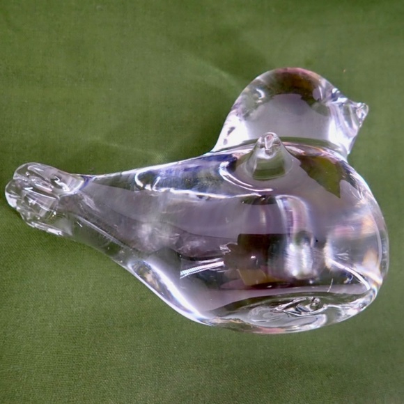 Art Glass Bird Figurine Hand Blown Clear Mid Century Modern 4.5” x 2" MCM 10 oz - Picture 12 of 16